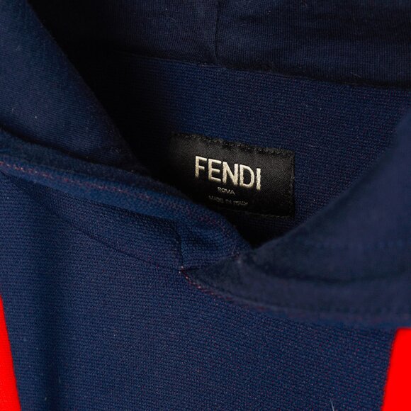 Fendi x Fila Navy Cotton-Blend Logo Stripe Pullover Hoodie - Picture 11 of 16